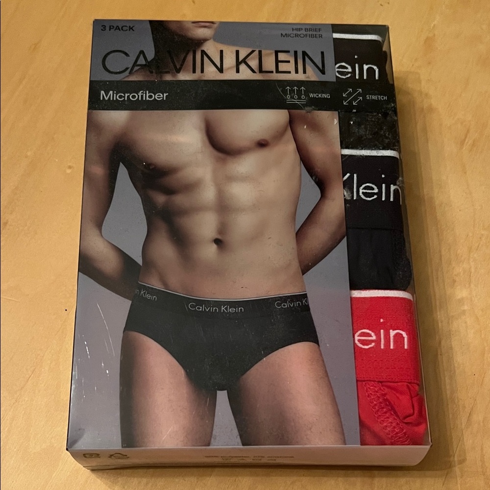 Calvin Klein Men's Microfiber Briefs - Black, Red, Navy (3 Pack)